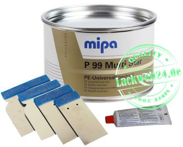 MIPA P99 - Universal-Multi-Spachtel, inkl. Härter, 1kg Dose + 4er Set Metall-Japanspachtel