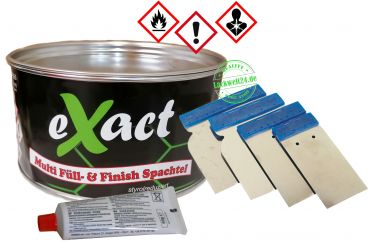 eXact Multi-Spachtel, Universalspachtel, inkl. Härter, 2kg + 4 Japanspachtel Metall