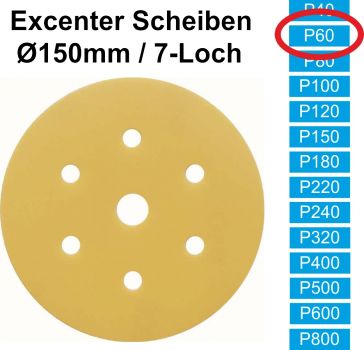 50x (Excenter)Schleifscheibe, P60 (Korn 60), 6/7 Loch, klett (Auslaufartikel)