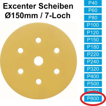 100x (Excenter)Schleifscheibe, P800 (Korn 800), 6/7 Loch, klett (Auslaufartikel)