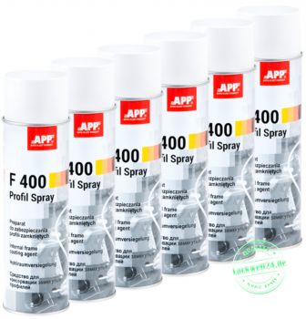 6x Hohlraum-Spray F400, transparent, je 500ml Spraydose, mit Sprühkopfsonden