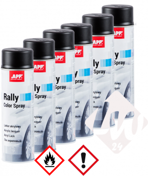 6x APP Rally Lackspray, Schwarz Matt, je 600ml (XL)