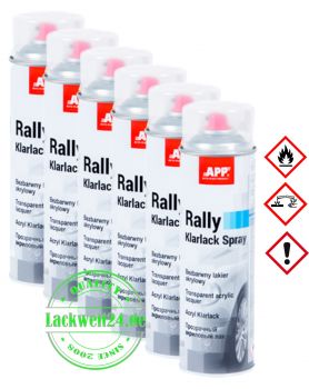 6x APP Rally Klarlack Spray, Transparent glänzend, 600ml XL-Dosen