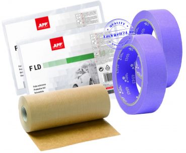 2 Rollen Abdeckband SensiCore (Lila) 24mm x 50m / 2 Abdeckfolien 4x5m / Kantenpapier 150mm x 50m