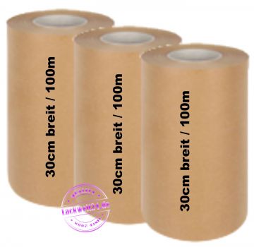 3 Rollen Abdeckpapier, 30cm breit, braun, je 100 Meter