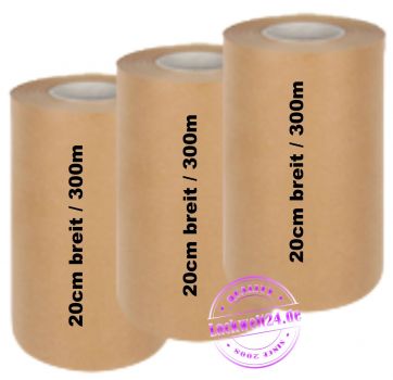 3 Rollen Abdeckpapier, 20cm breit, braun, je 300 Meter