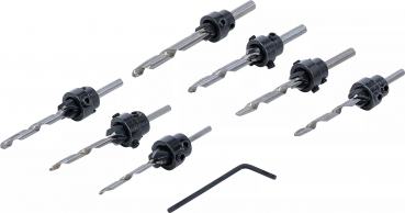 Senkbohrer Set 8-teilig, 3,0 - 6,0mm, Vorbohren und Senken 2in1