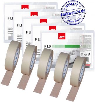 5x Abdeckfolie (je 20m²) + 5x Abdeckband 18mm, Abklebeset, Maler&Lackierer Set