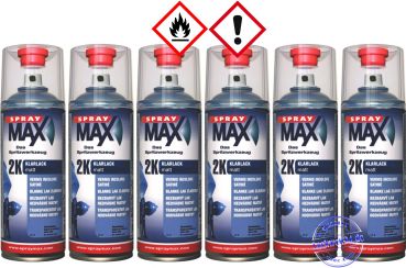 6x SprayMax 2K-Klarlack, MATT, UV- & Lösemittelfest, je 400ml Spraydose
