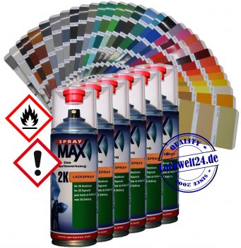 6 Sprühdosen 2K-Acryl-Lack RAL (7016) Anthrazitgrau, 4 Glanzstufen wählbar, je 400ml