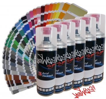6 Sprühdosen 2K-Acryl-Lack RAL (6012) Schwarzgrün, 4 Glanzstufen wählbar, je 400ml, LW24