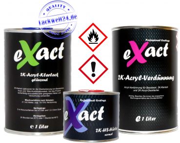 eXact 2K-Klarlack, glänzend (1 Liter) + 2K-Härter (0,5 Liter) + 2K-Verdünnung (1 Liter)