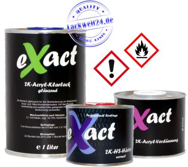 eXact 2K-Klarlack, glänzend (1 Liter) + 2K-Härter (0,5 Liter) + 2K-Verdünnung (0,5 Liter)