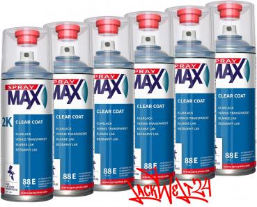 6x Spraydose SprayMax 2K-Klarlack, GLÄNZEND, je 400ml, UV-Fest, Benzinfest
