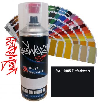 2K-Acryl-Lackspray RAL 9005 Tiefschwarz, 4 Glanzstufen wählbar, 400ml Sprühdose