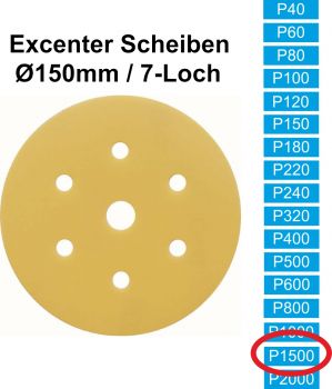 100x (Excenter)Schleifscheibe, P1500 (Korn 1500), 6/7 Loch, klett