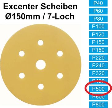 100x (Excenter)Schleifscheibe, P500 (Korn 500), 6/7 Loch, klett (Auslaufartikel)