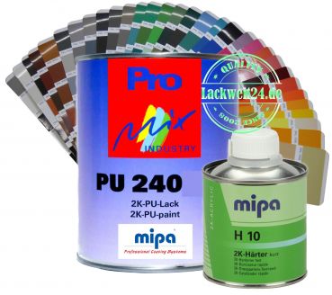 Mipa 2K-Acryl-Lack, RAL 9005 Tiefschwarz + Härter H10 kurz, 0,75L Set