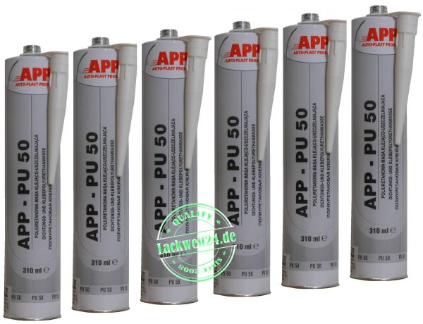 6 Kartuschen APP PU-50 Dichtmasse Weiss, Karrosseriekleber und Dichtmasse, je 310ml