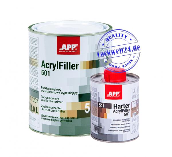 APP 2K-HS-Acryl-Füller 501, Schwarz, 1 Liter, inkl. Härter 0,2 Liter im Set