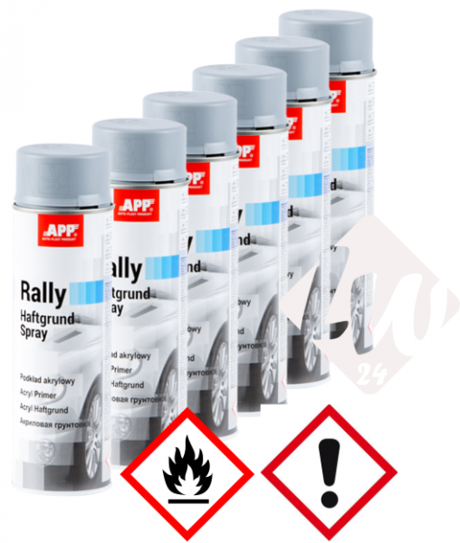 6 Dosen APP Rally Haftgrund Spray, grau, je 600ml XL Dose