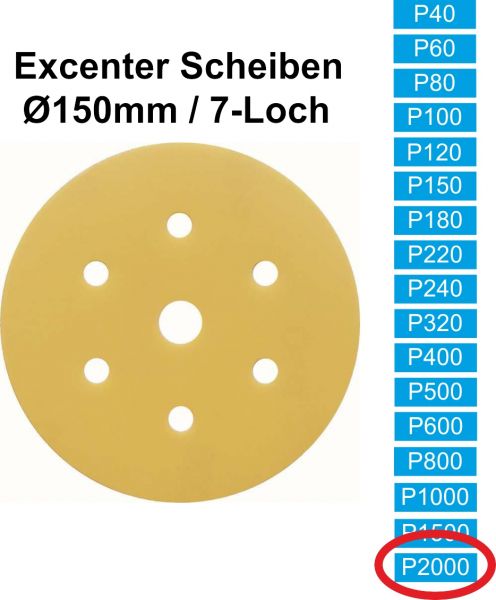 100x (Excenter)Schleifscheibe, P2000 (Korn 2000), 6/7 Loch, klett
